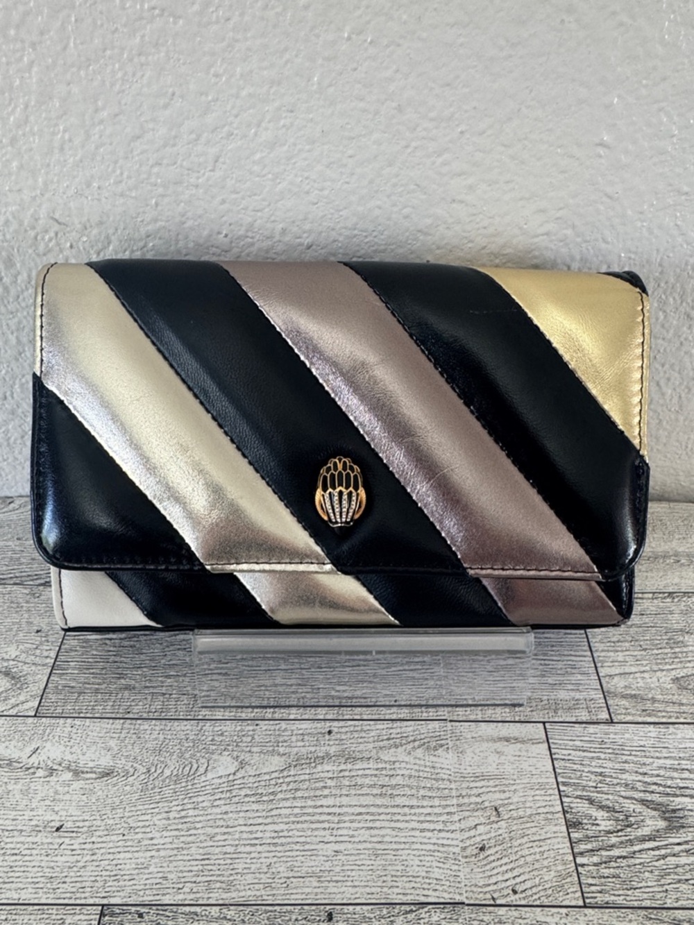 Kurt Geiger Mini Soho Leather Metallic Striped Crossbody - Picture 2 of 16